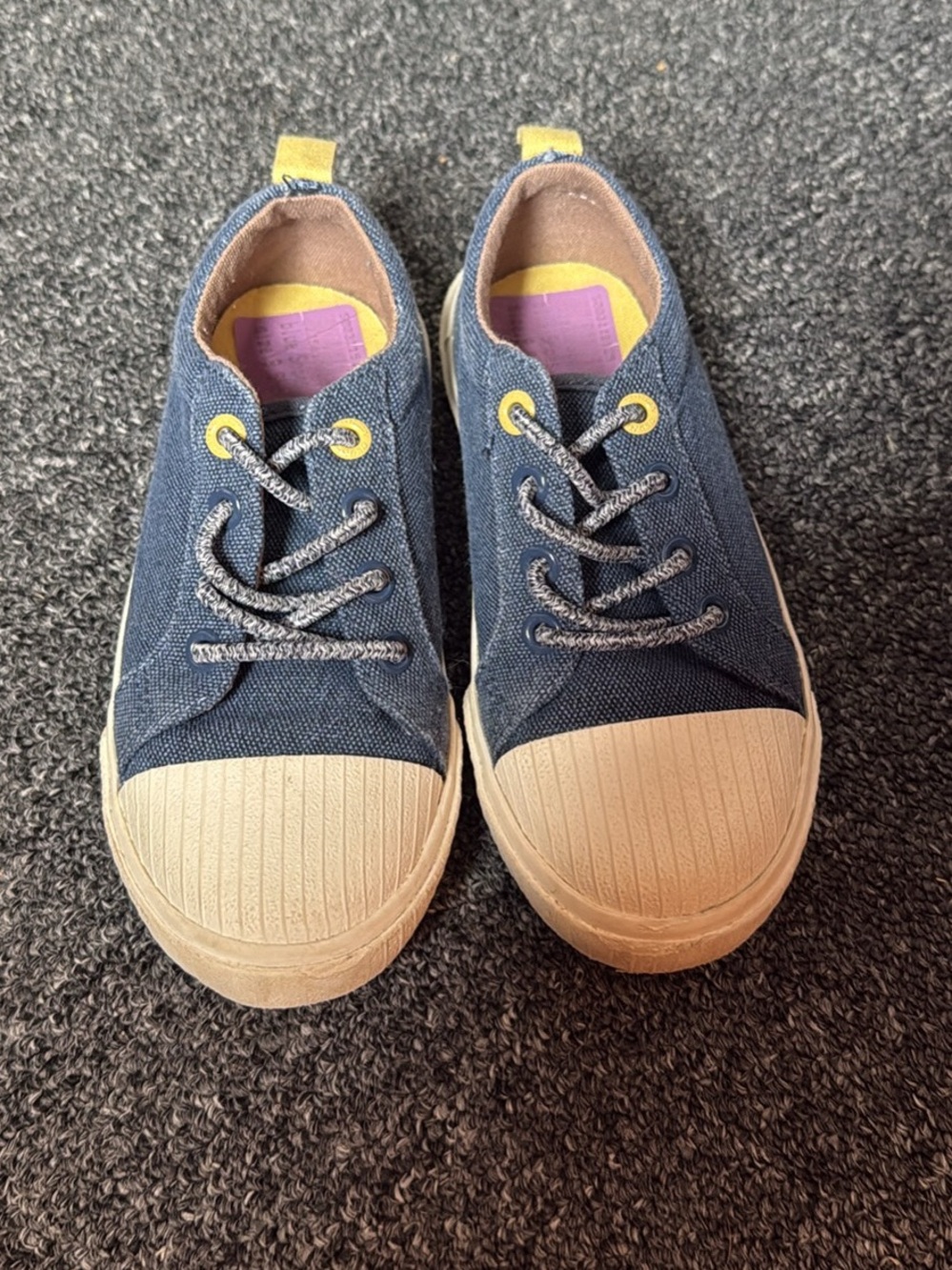 Kids Navy Canvas Sneakers with Cream Toe